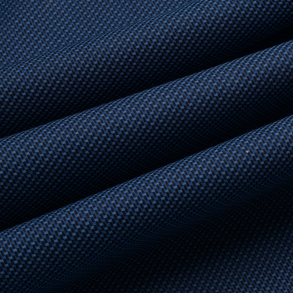 Sparkle Navy Cross Dobby Wrinkle-free Button Down 2 Ply Giza Cotton Shirt