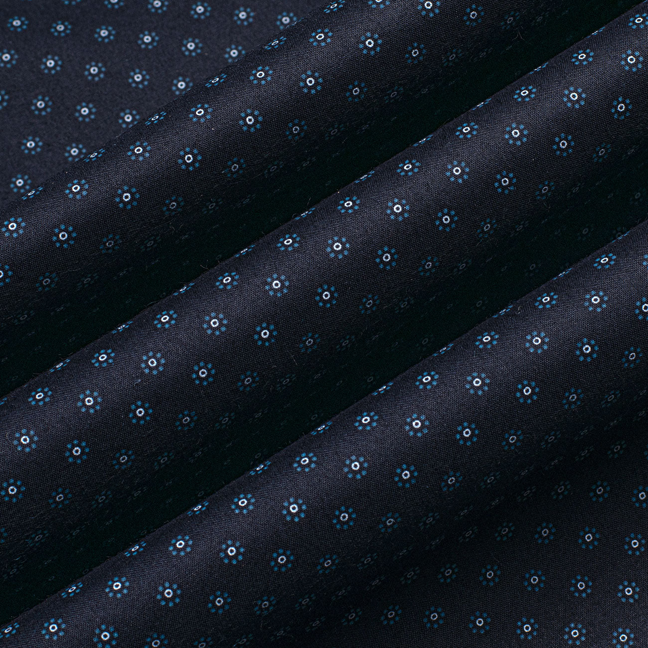 Night Blue Flexo Dot Print Regular Fit Cotton Shirt