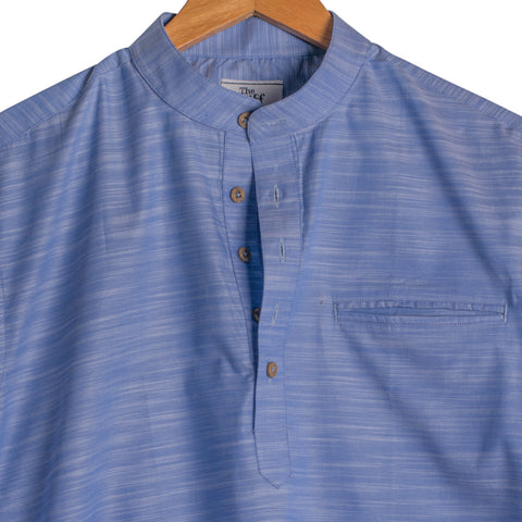 Aegean Blue Downing Stripes Half Sleeves Non Iron Shirt