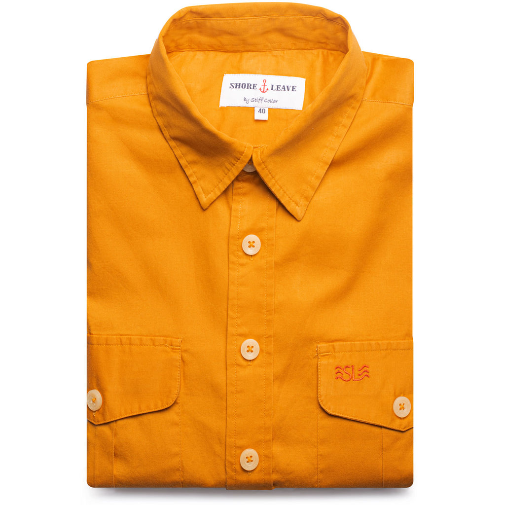 Mustard Twill Enzyme Softener Washed Texas Shirt