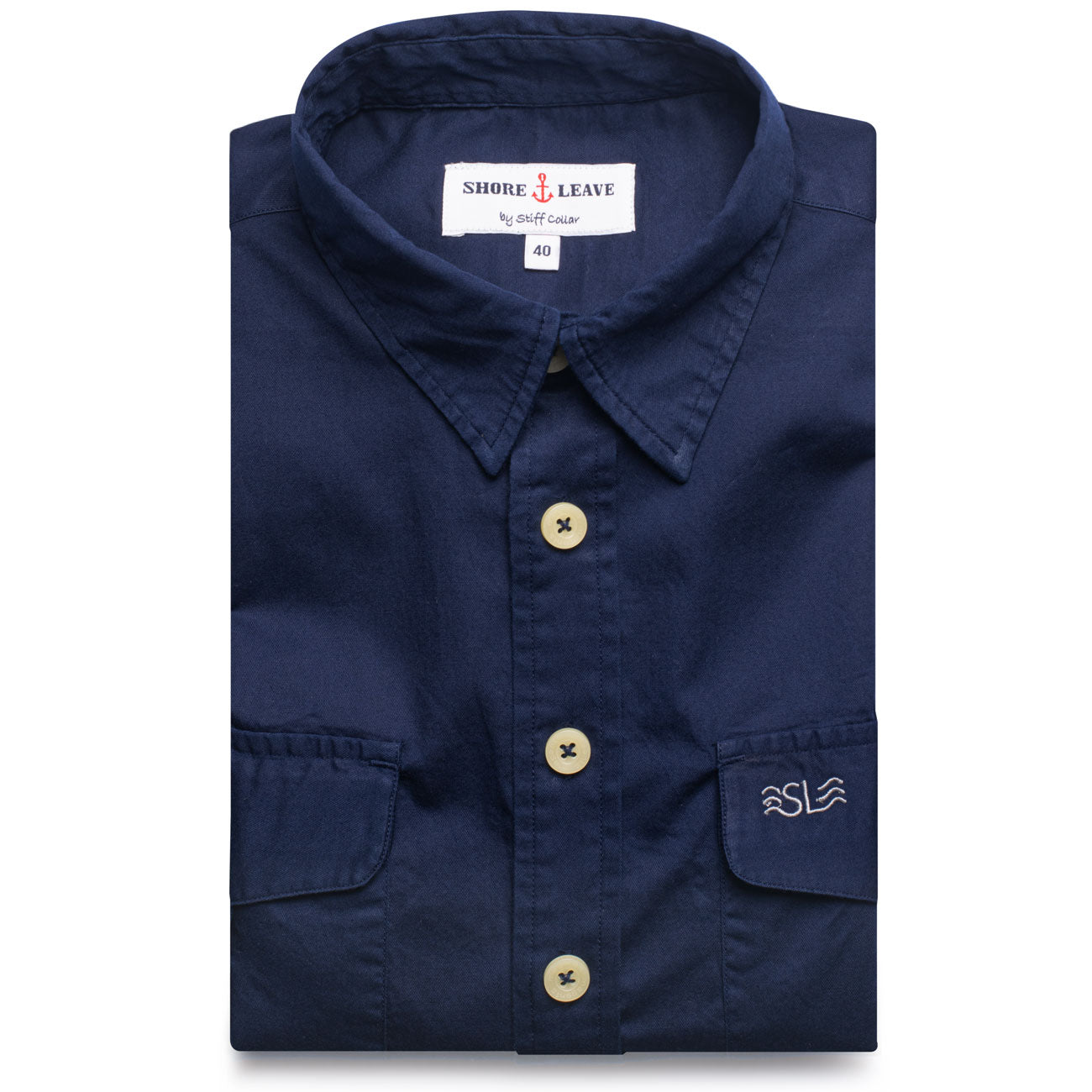 Navy Twill Enzyme Washed Texas Shirt