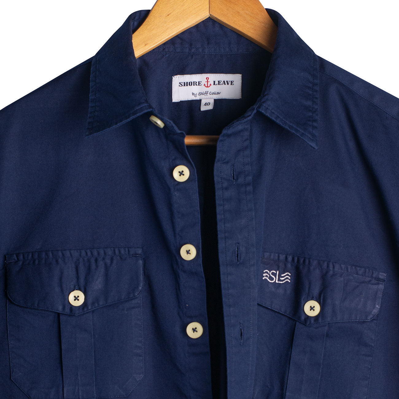 Navy Twill Enzyme Washed Texas Shirt