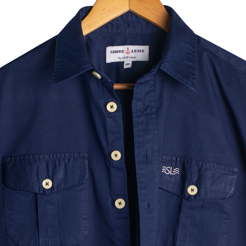 Navy Twill Enzyme Washed Texas Shirt