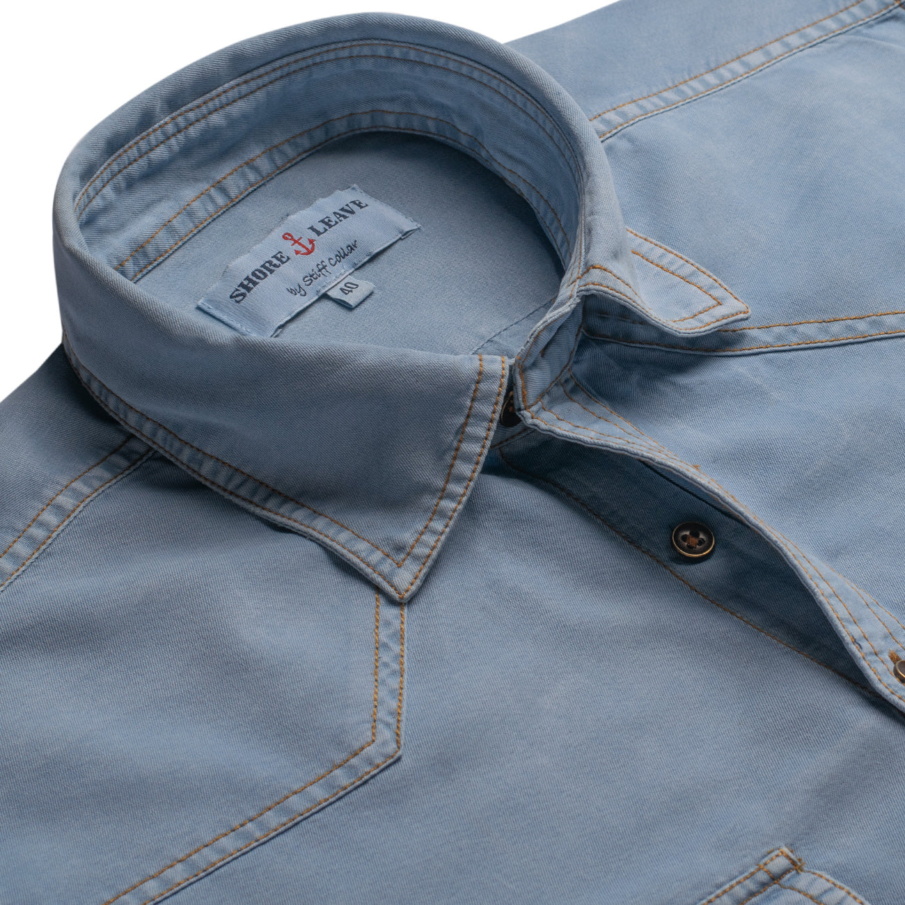 Light Blue Ice Washed Denim Shirt