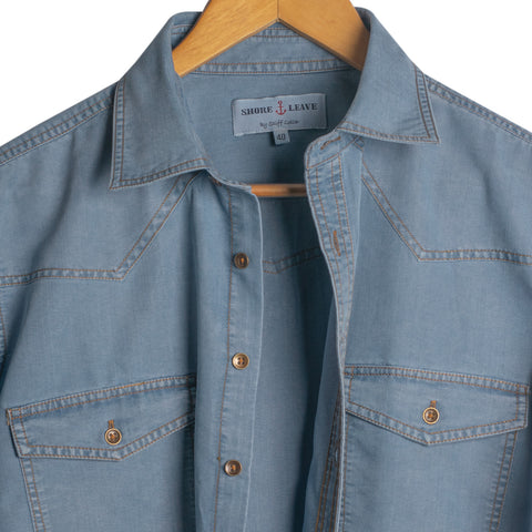 Classic Blue Indigo Washed Denim Shirt