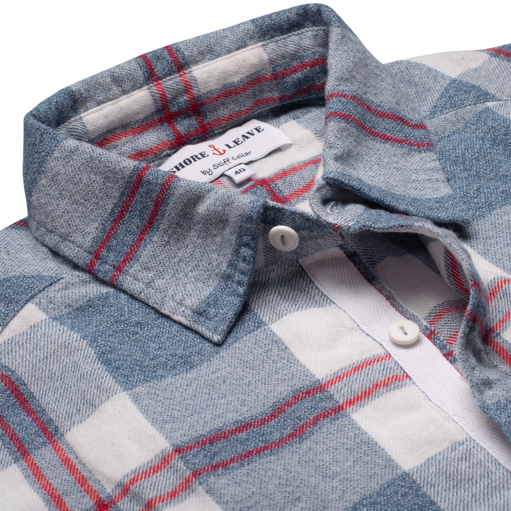 White Grey Check Enzyme Washed Shirt M(40)
