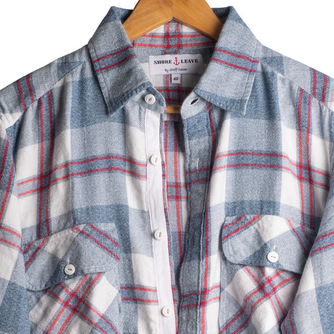 Navy White Big Checks Cotton Shirt