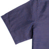 Bronze Horizontal Stripes on Navy Cotton Linen Half Sleeve Shirt