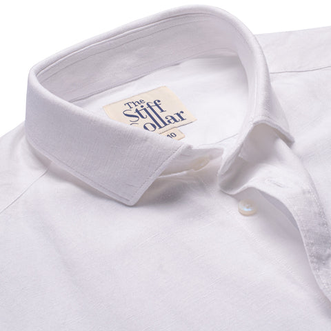 White Stripe On Navy Half Sleeves Shirt