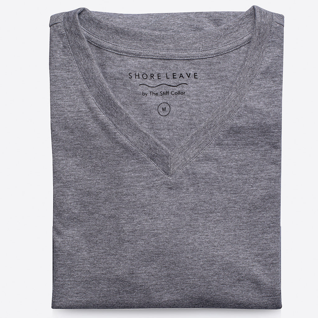 Enzyme Washed Light Grey V-Neck T-shirt
