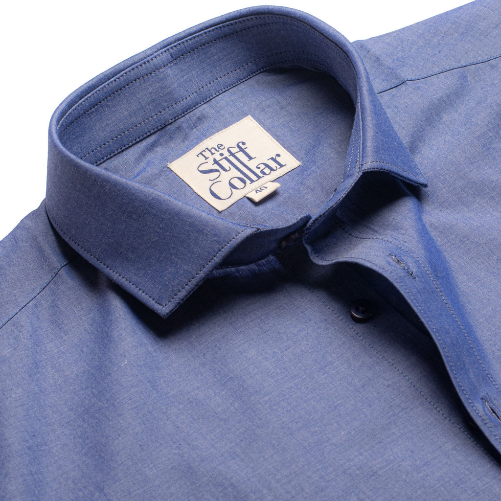 Deep Blue Chambray Regular Fit Cotton Shirt