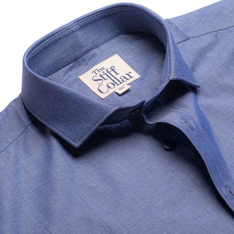 Persian Blue Dobby Mandarin Collar Giza Cotton Shirt