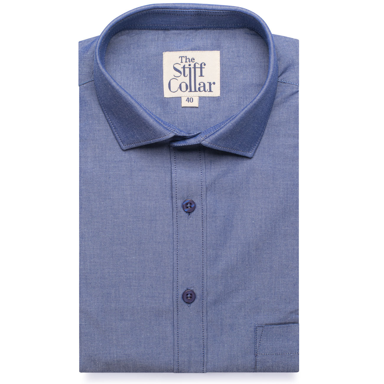 Deep Blue Chambray Regular Fit Cotton Shirt