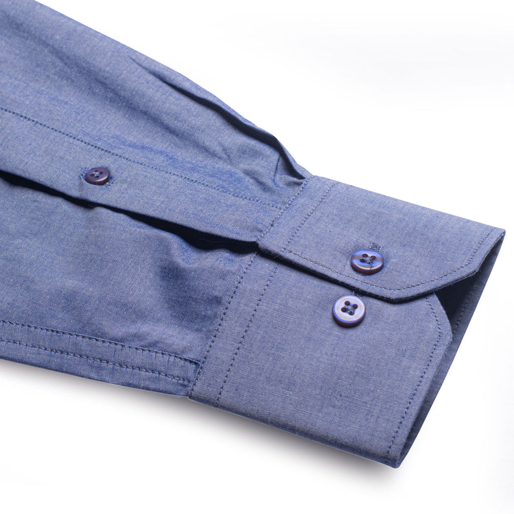 Deep Blue Chambray Regular Fit Cotton Shirt