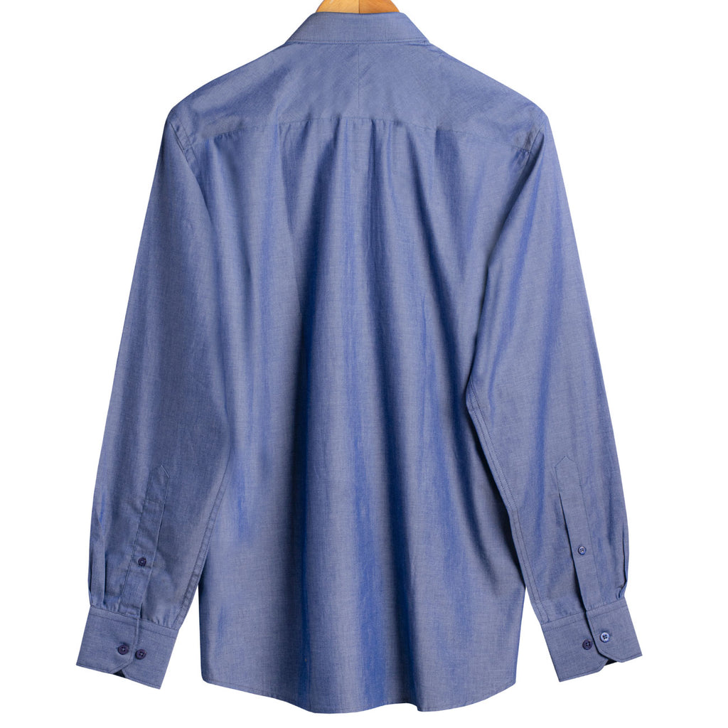 Deep Blue Chambray Regular Fit Cotton Shirt