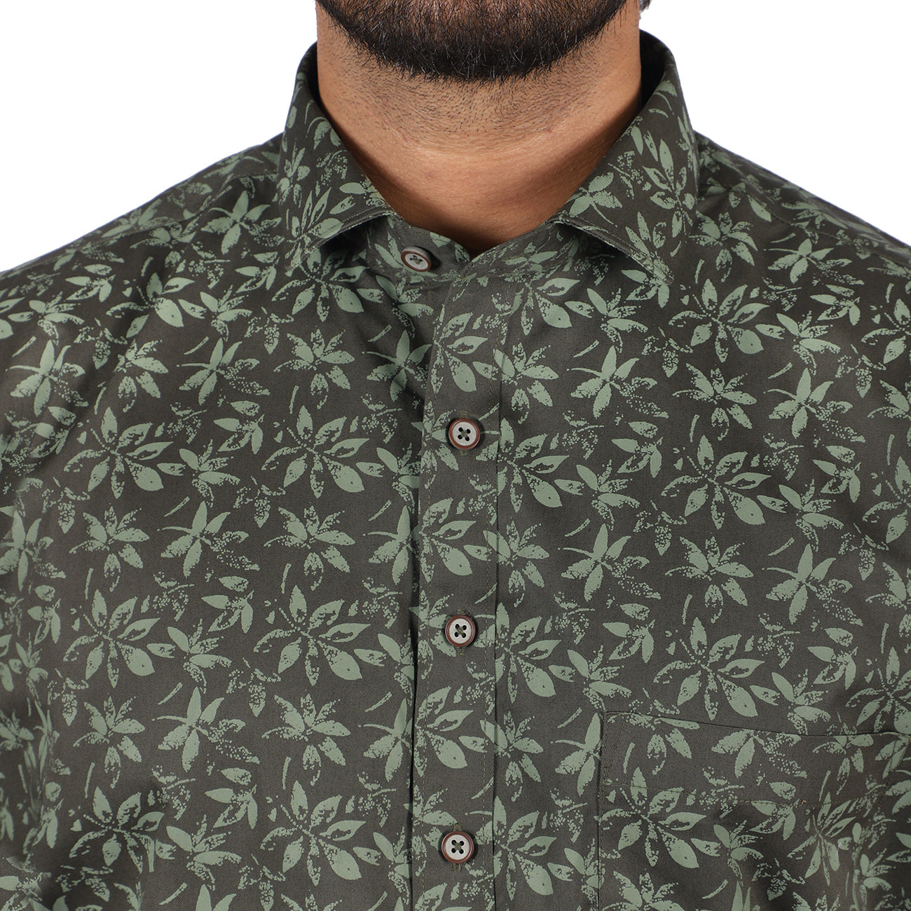 Forest Green Print Half Sleeves Shirt