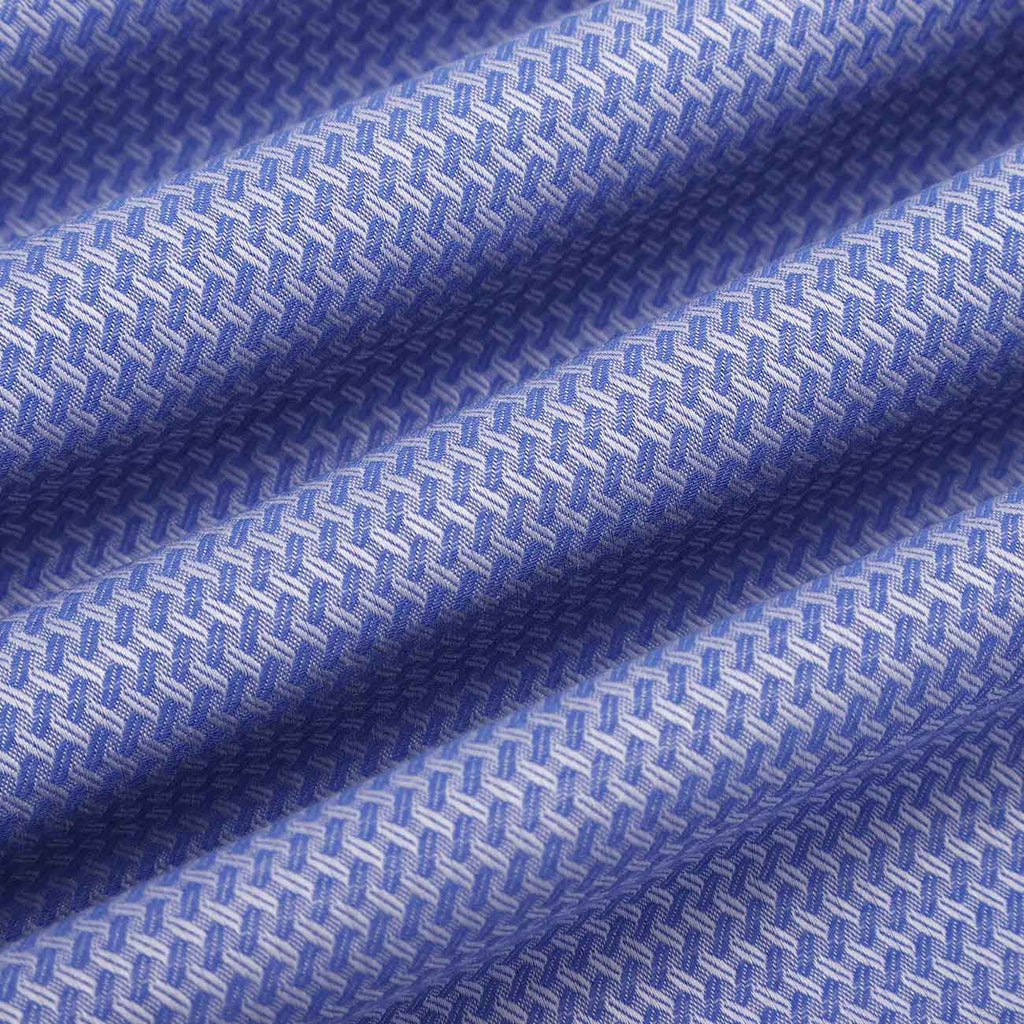 Bright Blue Dobby Wrinkle-free Regular Fit 2 Ply Giza Cotton Shirt