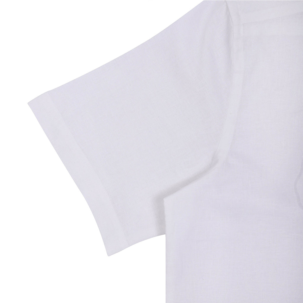 Natural White Pure Linen Half Sleeve Shirt