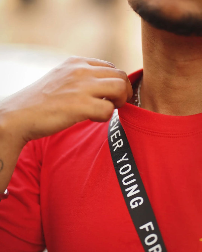 Bright Red Round Neck Cotton Tee