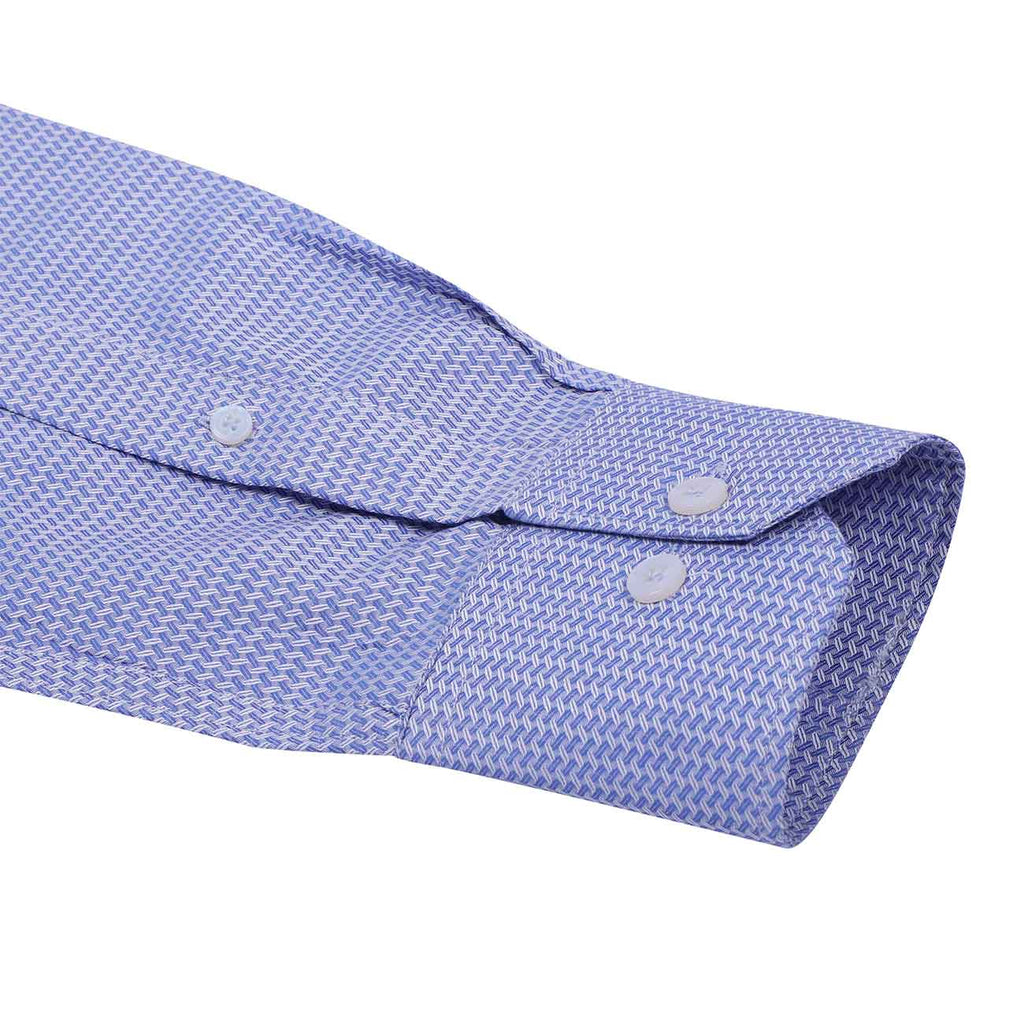 Bright Blue Dobby Wrinkle-free Regular Fit 2 Ply Giza Cotton Shirt