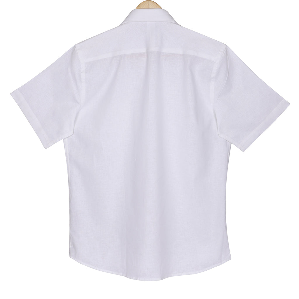 Natural White Pure Linen Half Sleeve Shirt