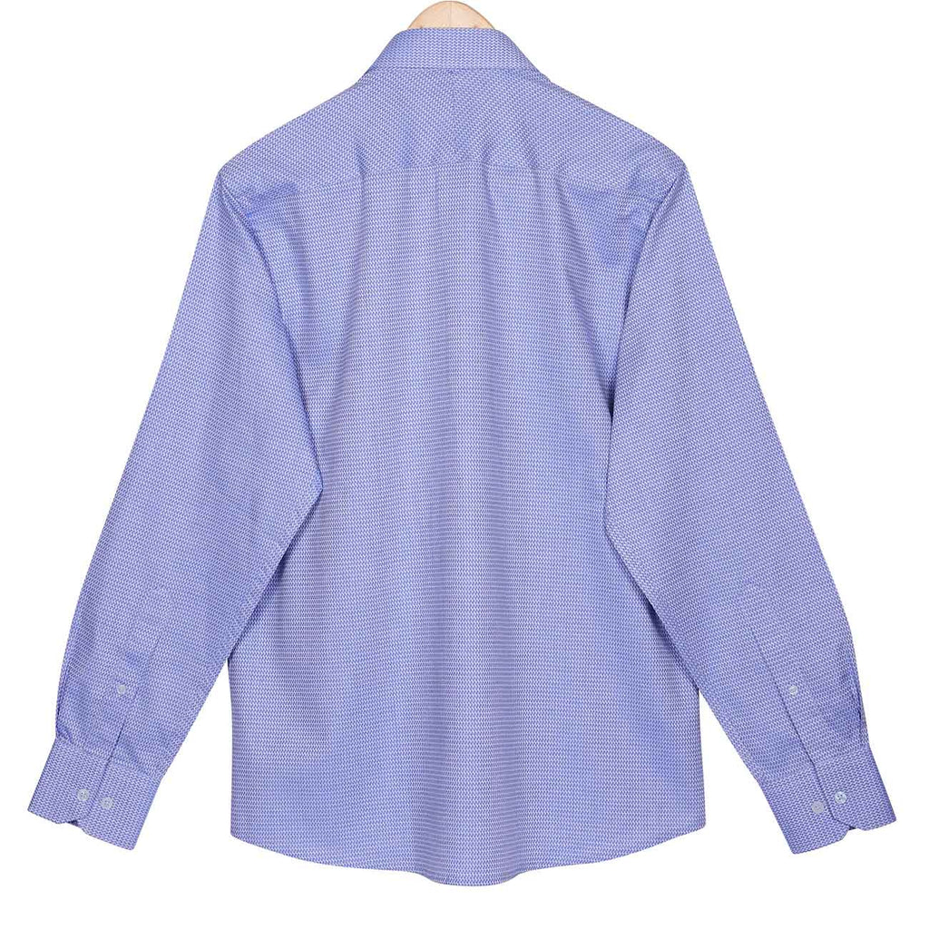 Bright Blue Dobby Wrinkle-free Regular Fit 2 Ply Giza Cotton Shirt