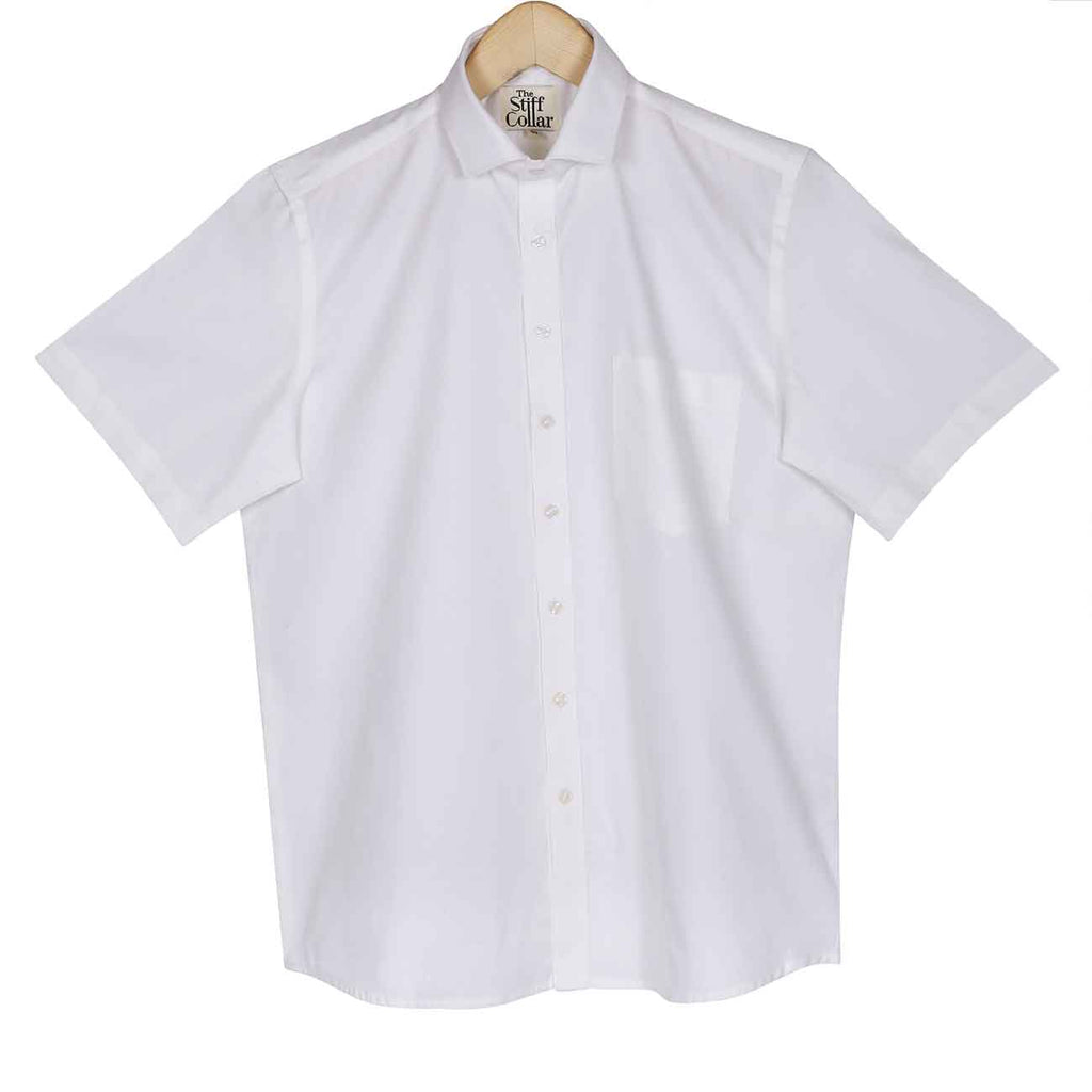 White Matte Dobby Half Sleeve Cotton Shirt
