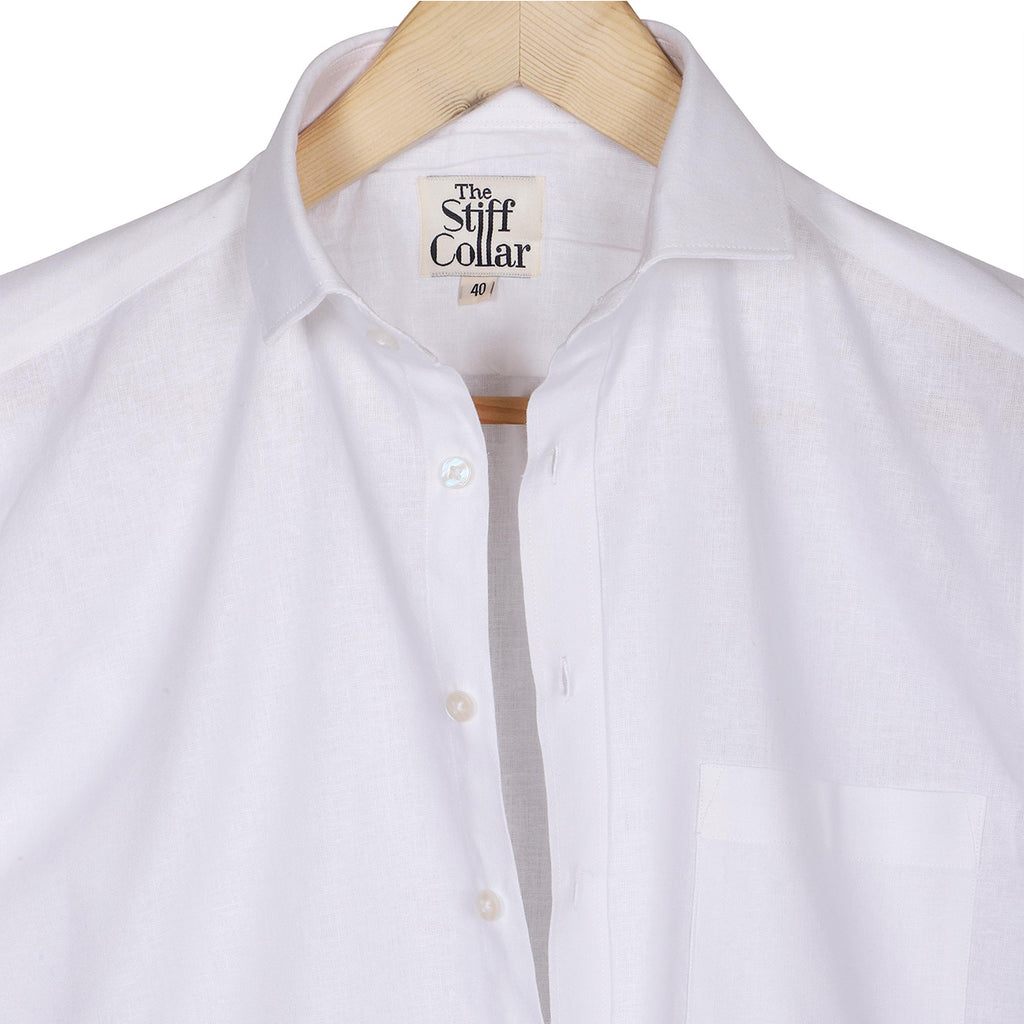 Natural White Pure Linen Half Sleeve Shirt