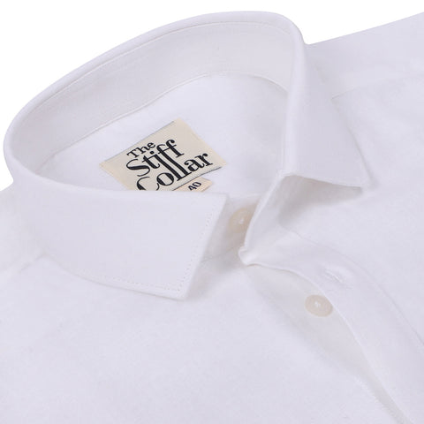 Frost White Cotton Linen Regular Fit Shirt