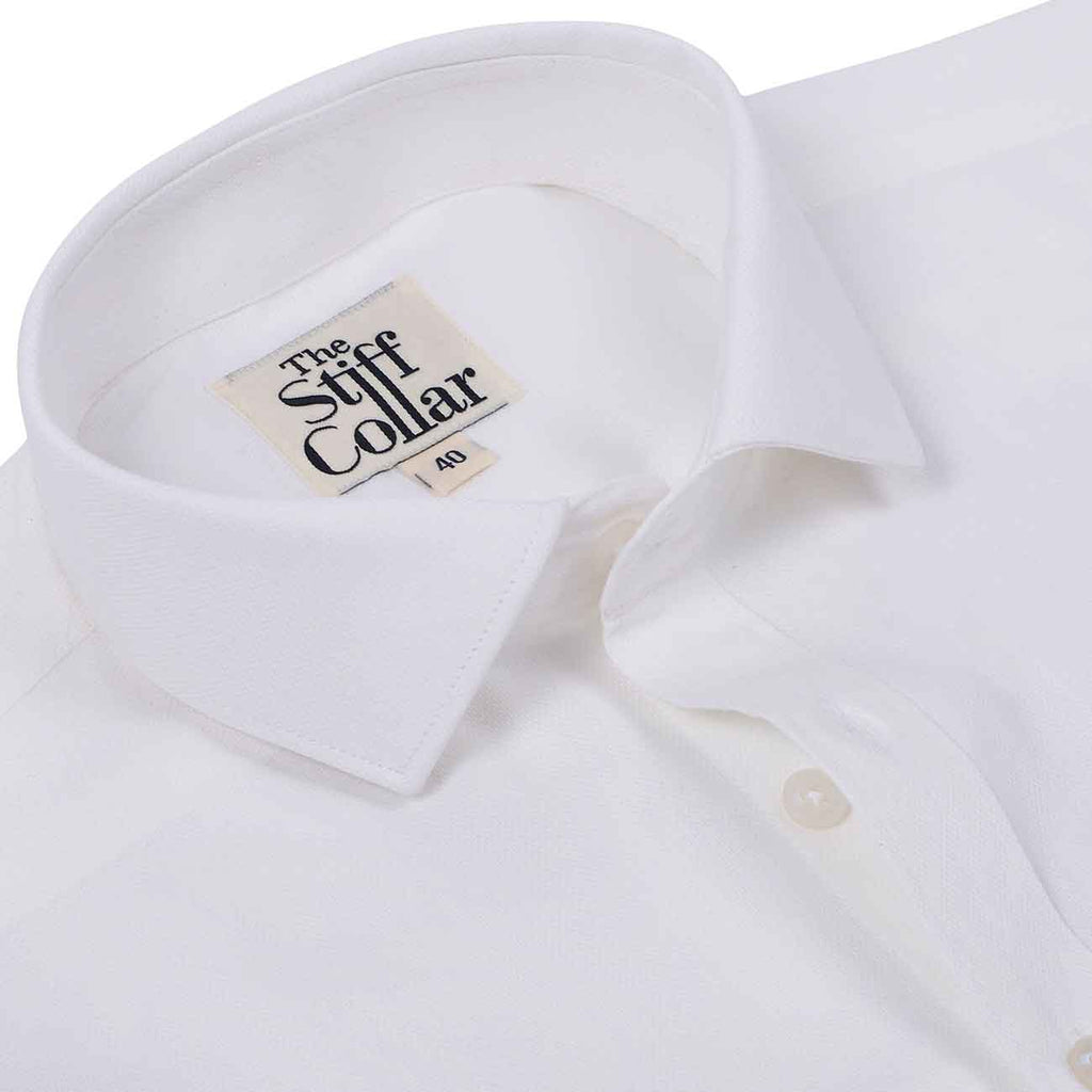 White Matte Dobby Half Sleeve Cotton Shirt