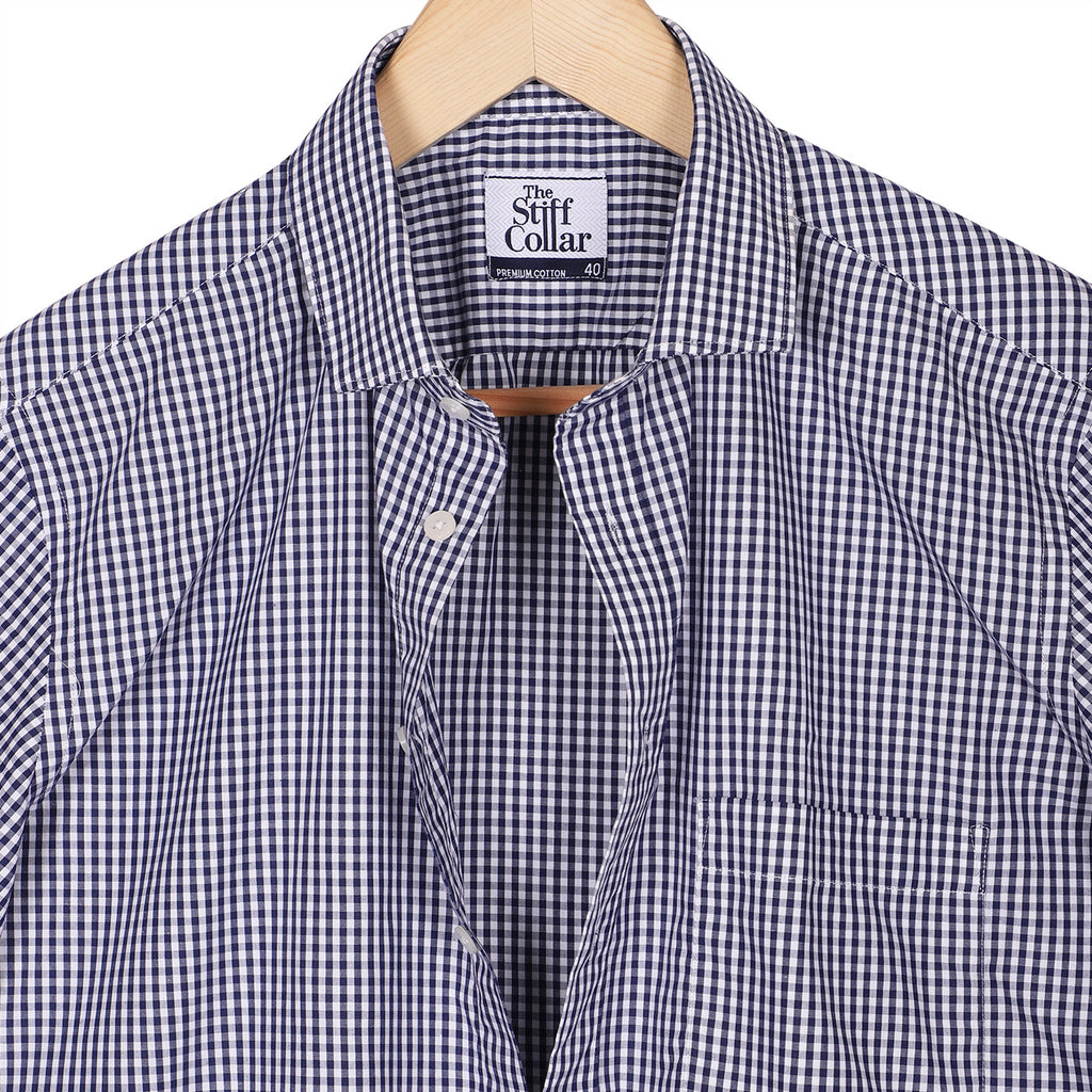 Navy Gingham Half Sleeves Cotton Shirt