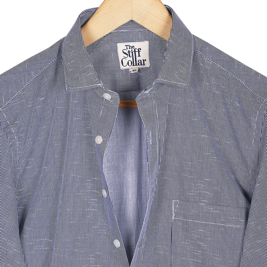 Grey Pencil Stripes Regular Fit Cotton Shirt