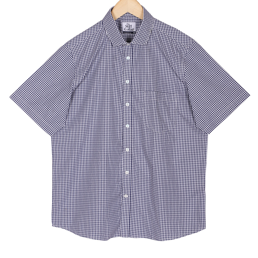 Navy Gingham Half Sleeves Cotton Shirt