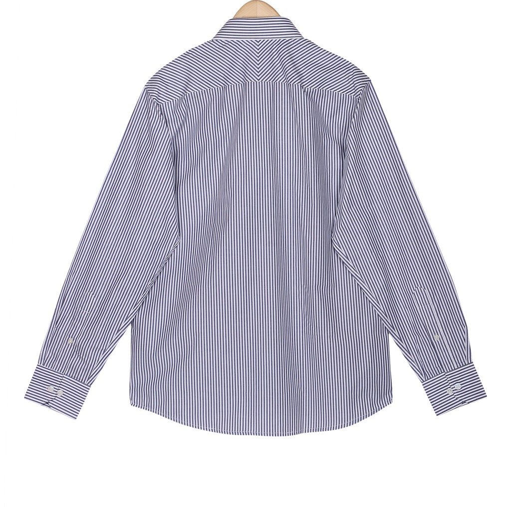 Navy Candy Stripe Button Down Cotton Shirt