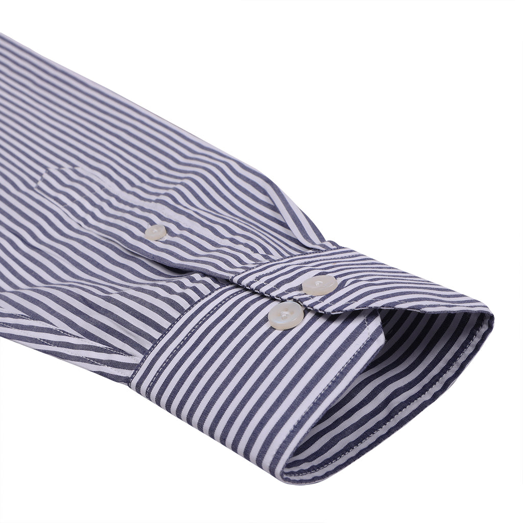 Navy Candy Stripe Button Down Cotton Shirt
