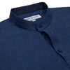 Premium Metallic Blue Melange Casual Mandarin Collar Shirt