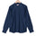 Premium Metallic Blue Melange Casual Mandarin Collar Shirt