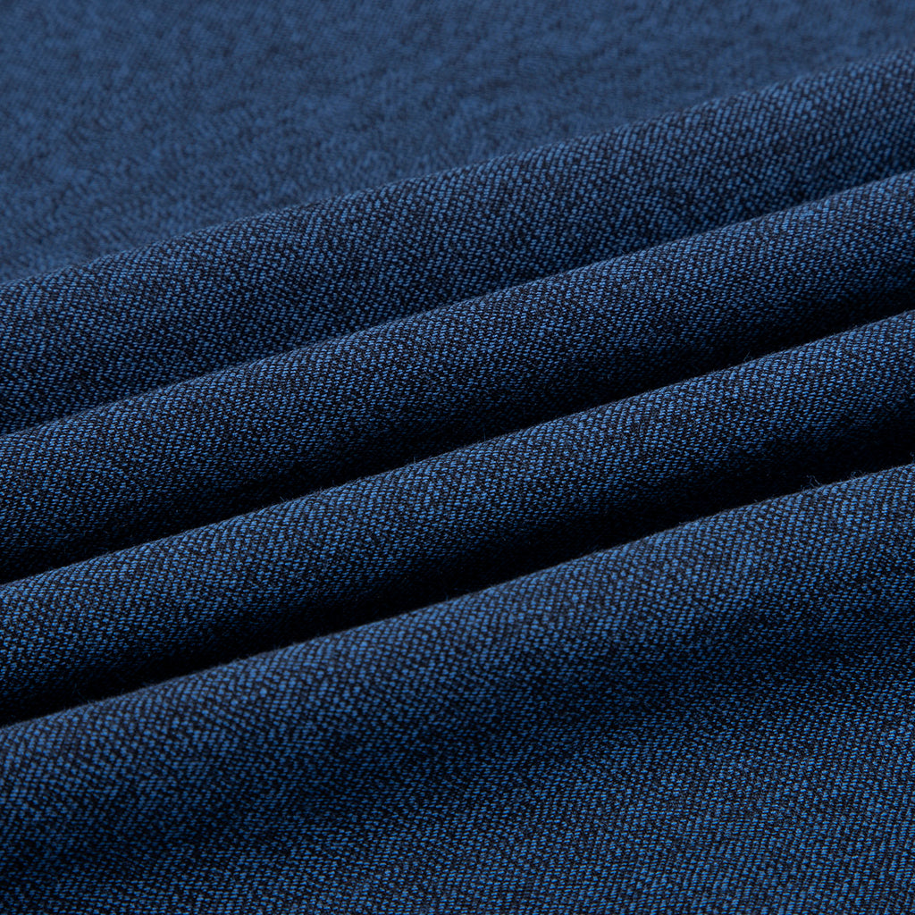 Premium Metallic Blue Melange Casual Mandarin Collar Shirt