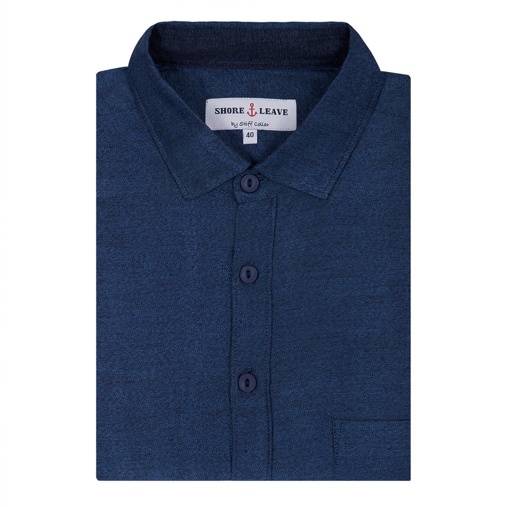 Premium Metallic Blue Mélange Casual Shirt
