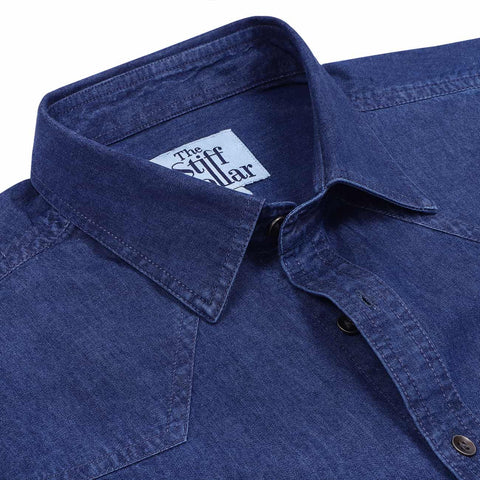 Navy Mandarin Collar Premium T-shirt