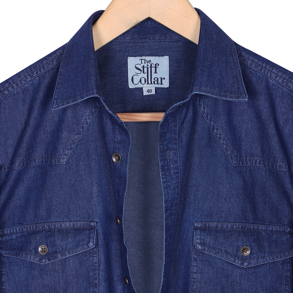 Blue Indigo Washed Denim Shirt