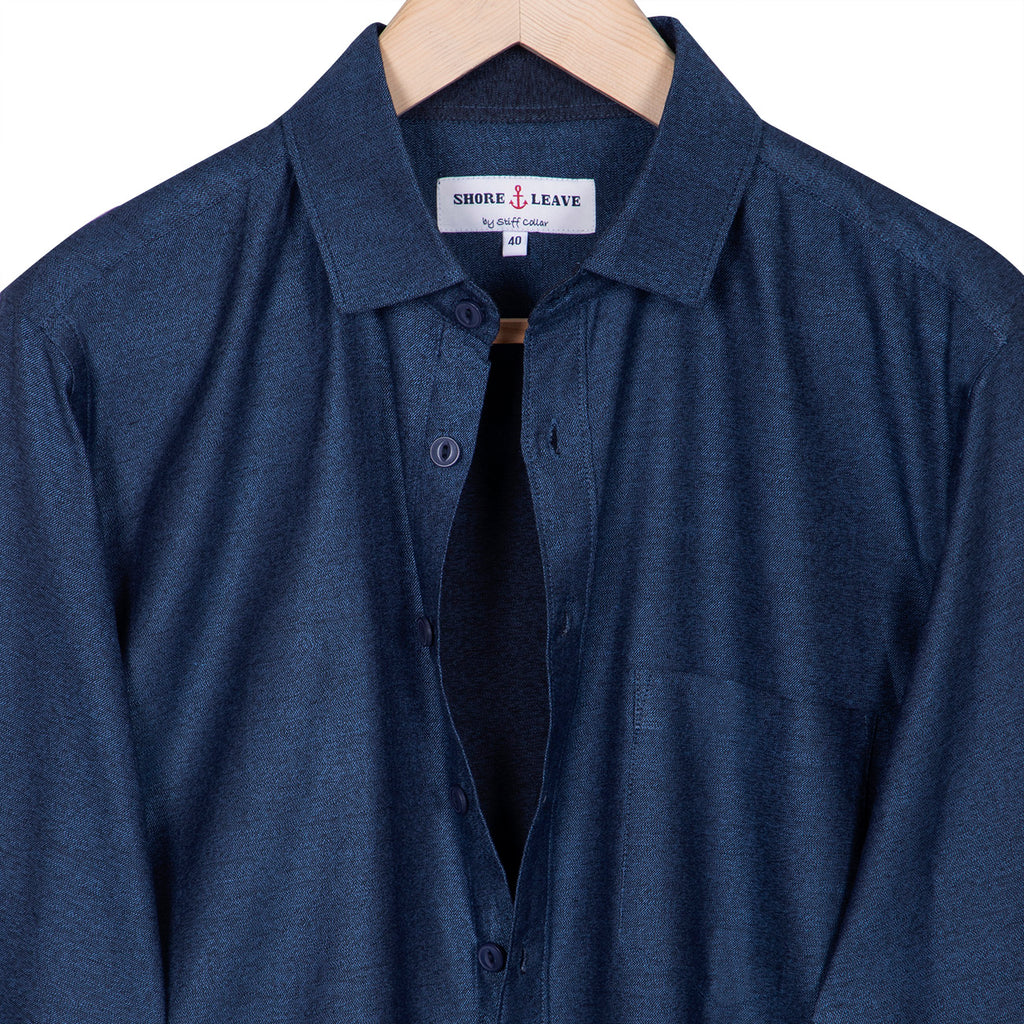 Premium Metallic Blue Mélange Casual Shirt