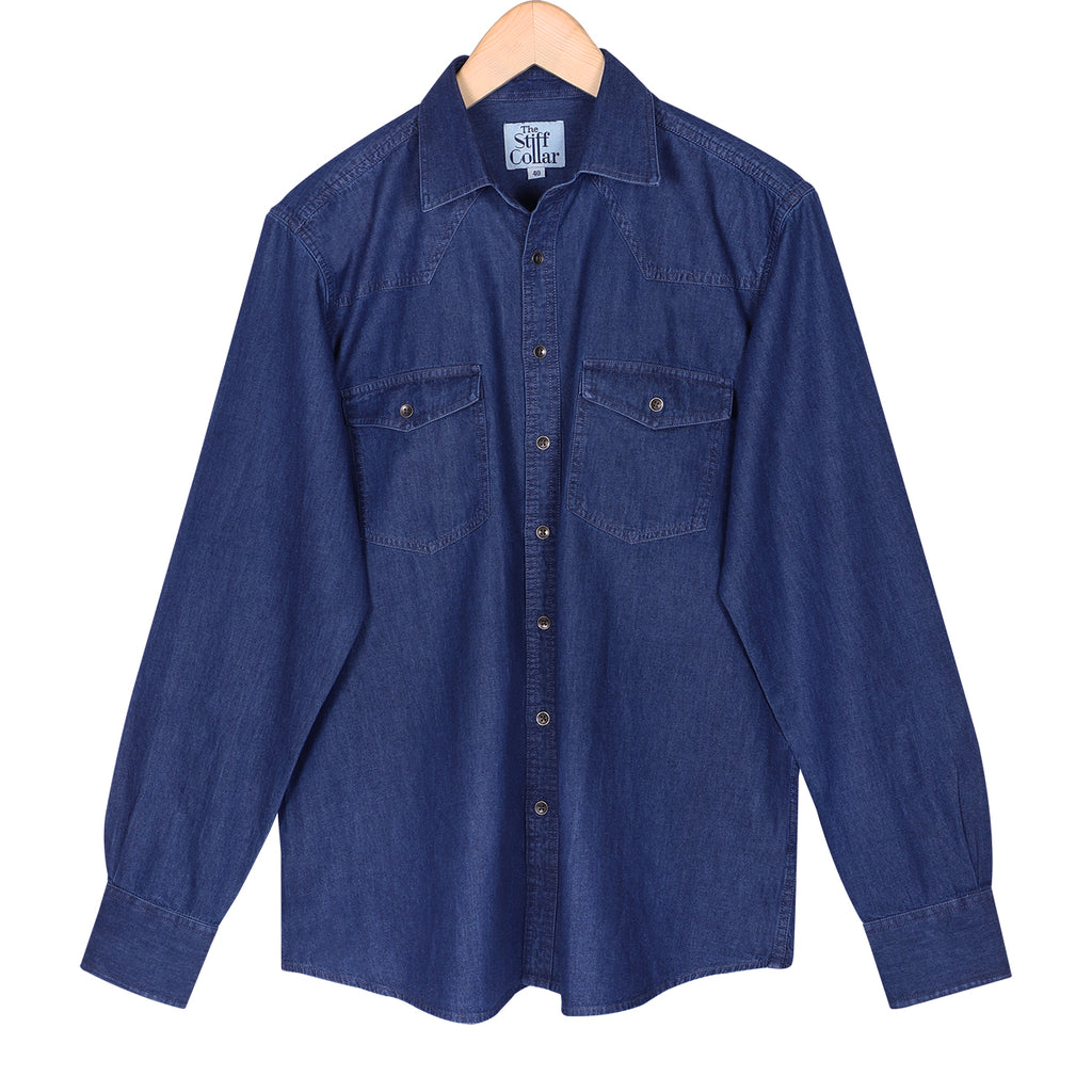 Blue Indigo Washed Denim Shirt