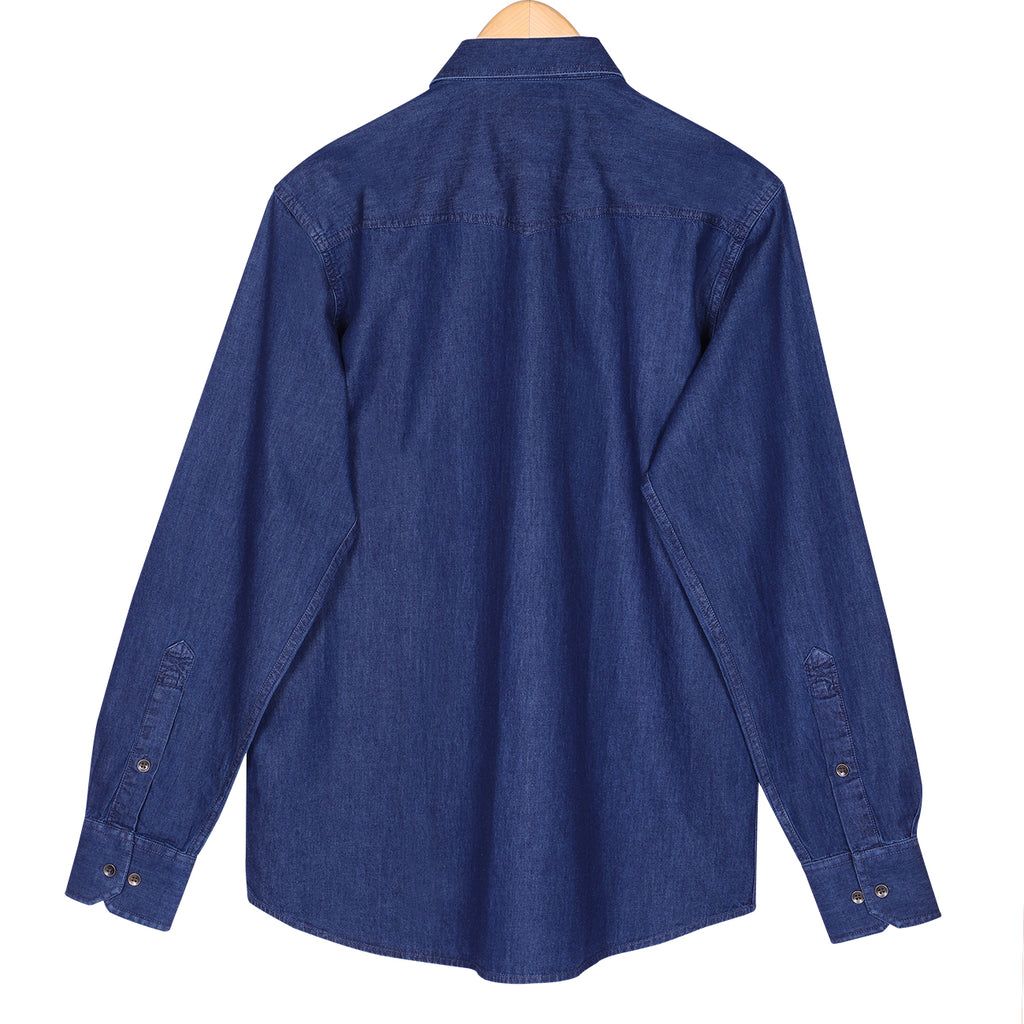 Blue Indigo Washed Denim Shirt