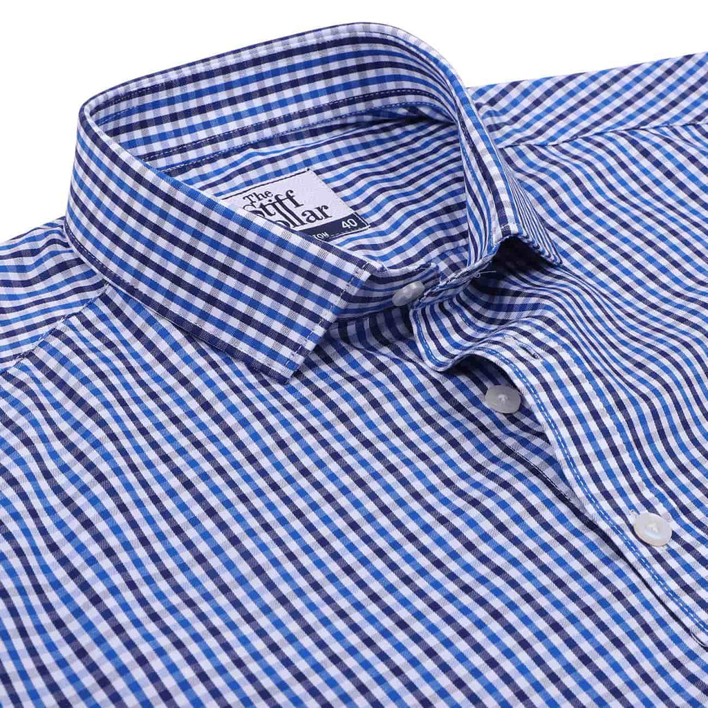 Monti Ultramarine Blue Gingham Checks Half Sleeve Shirt
