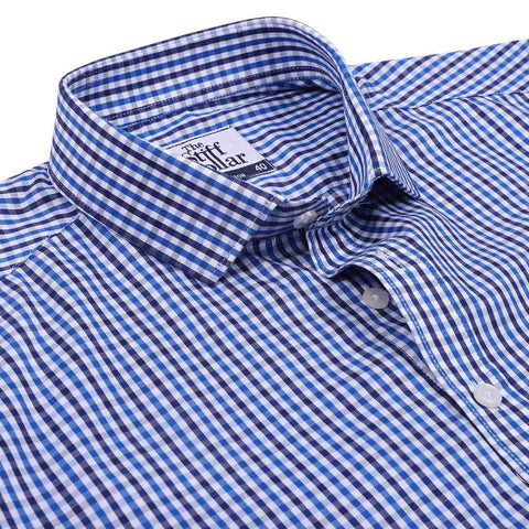 Navy Blue Half Sleeve Checks Regular Fit Shirt
