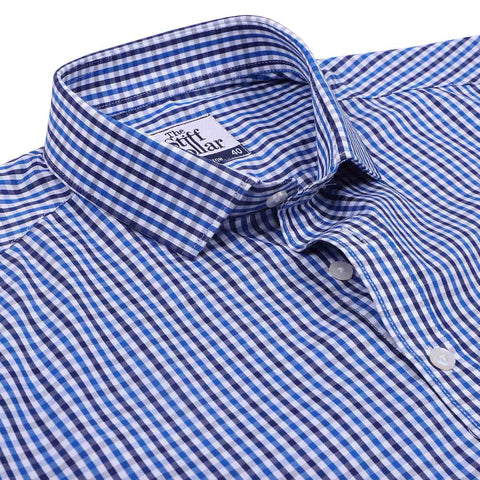 Luthai Imperial Blue Bengal Stripes Half Sleeve 2 Ply Giza Cotton Shirt