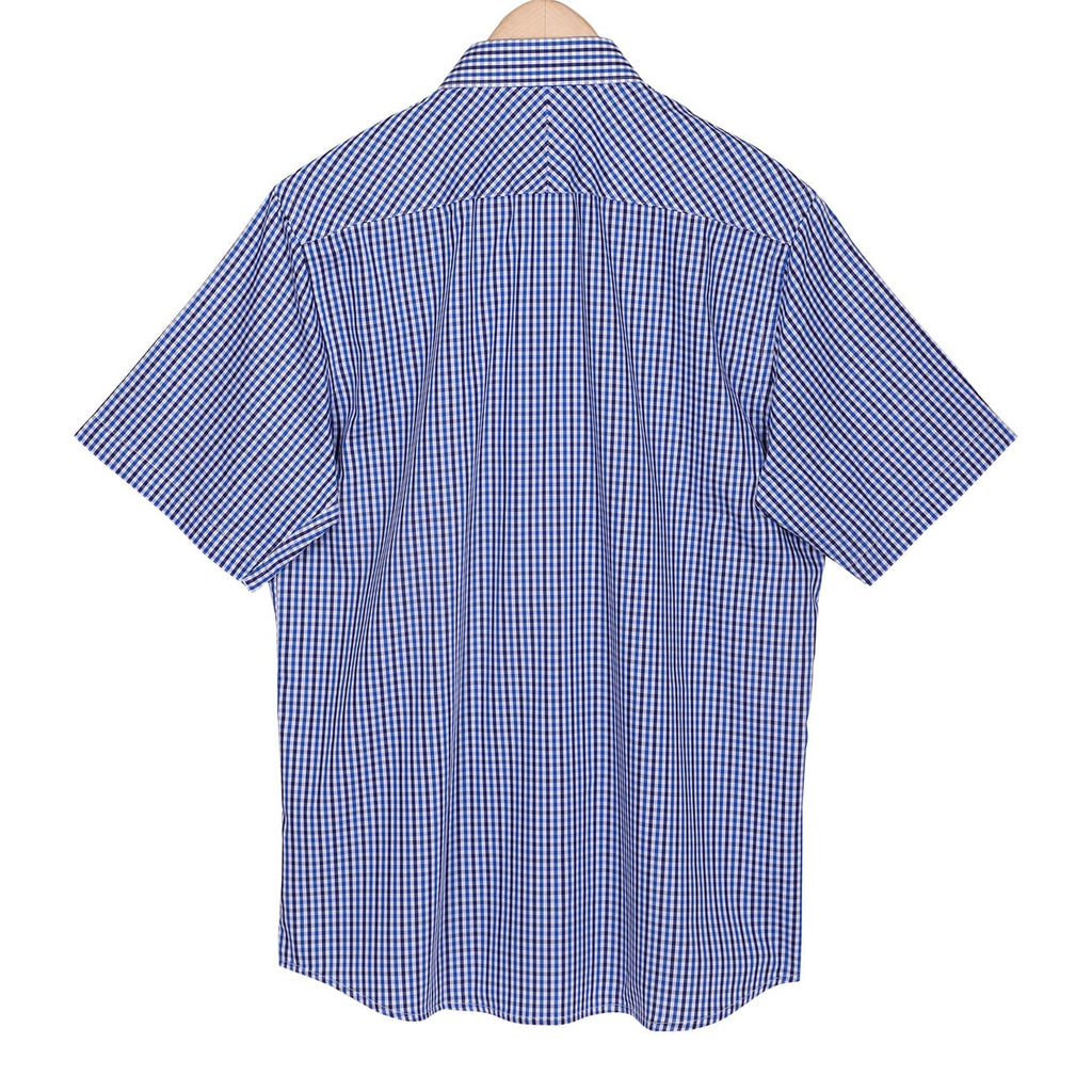 Monti Ultramarine Blue Gingham Checks Half Sleeve Shirt