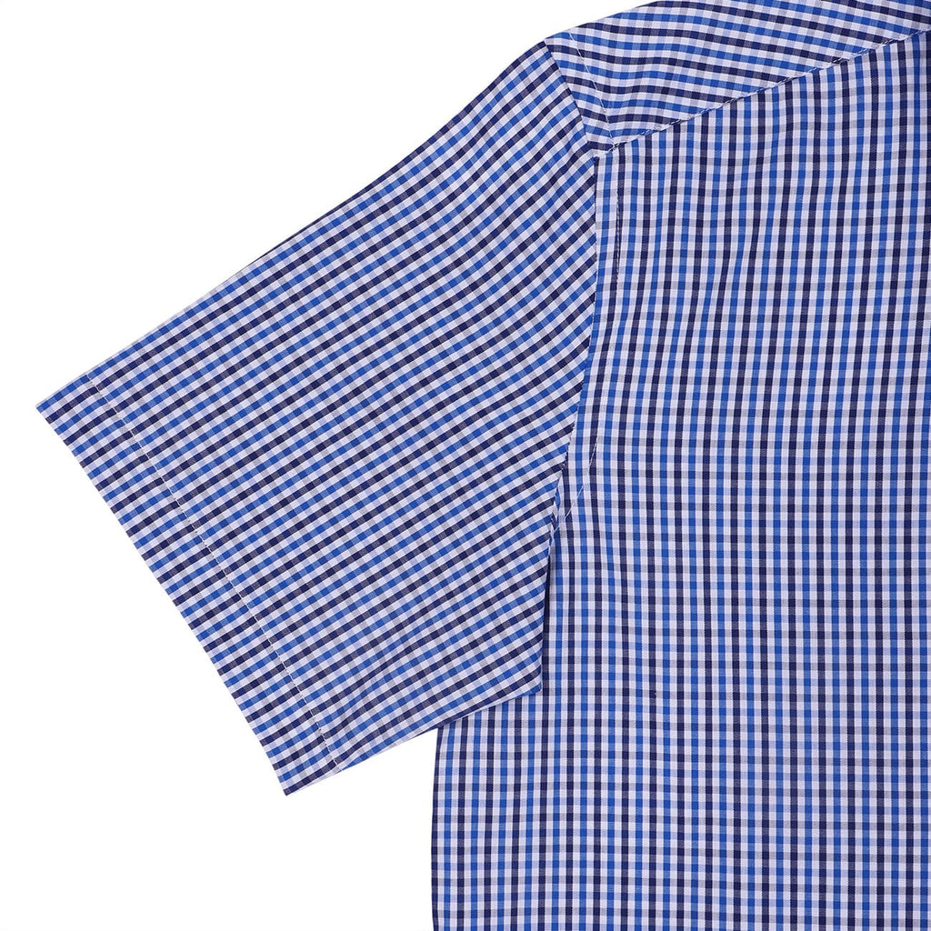 Monti Ultramarine Blue Gingham Checks Half Sleeve Shirt