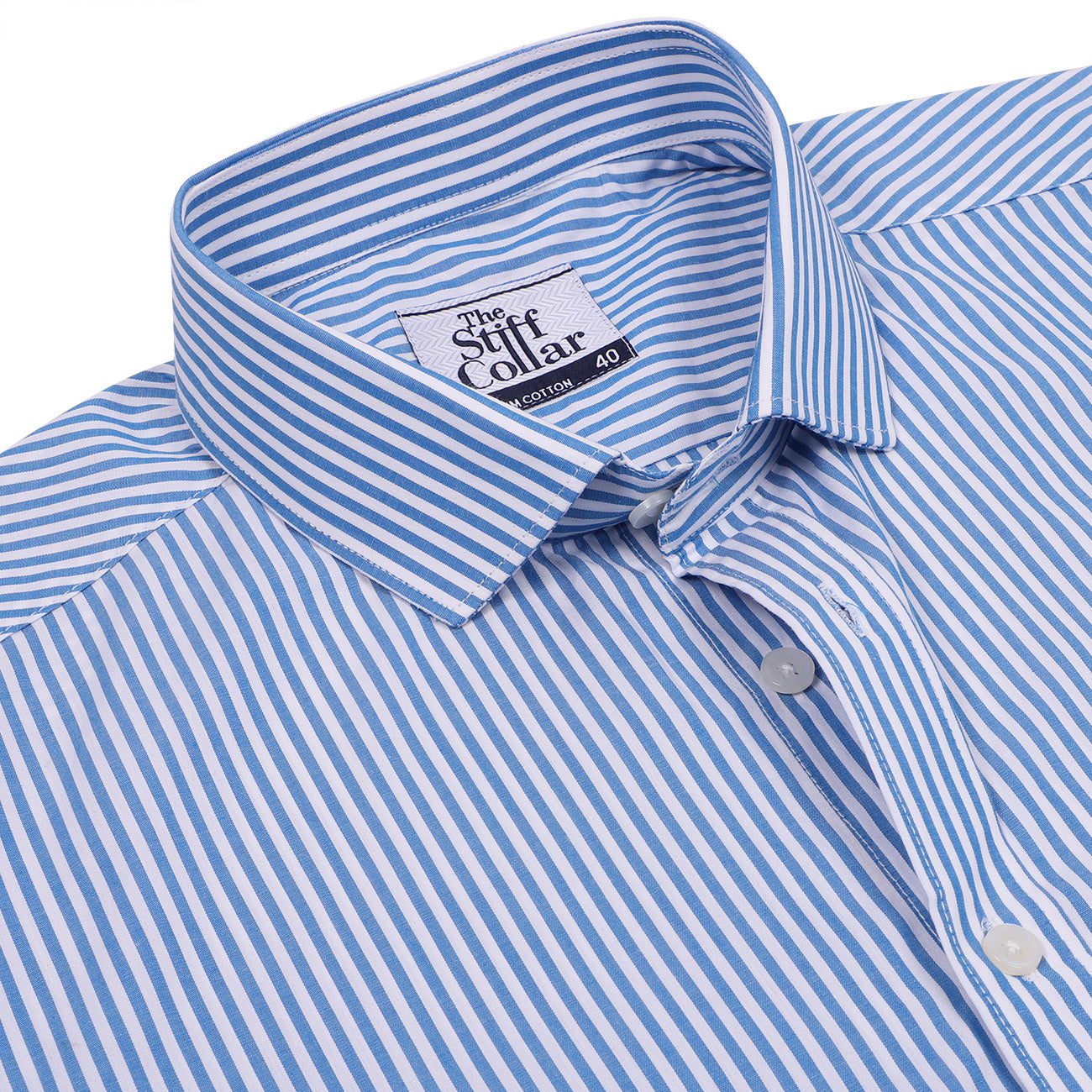 Azure Blue Candy Stripe Cotton Shirt